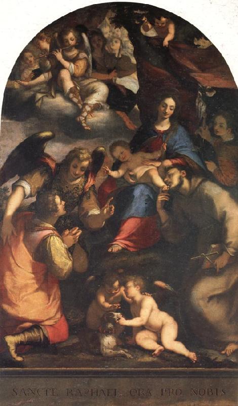 Paggi, Giovanni Battista Madonna and Child with St.Anthony of Padua,Tobias,and the Archangel Ra-Phael oil painting picture